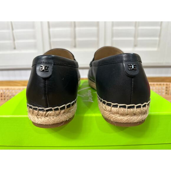 Sam Edelman Kai Espadrille Loafers Black Leather Size 7.5 NIB Casual Summer - Picture 10 of 15